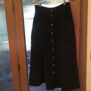 Black wide wale corduroy cotton skirt